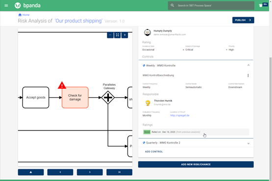 When creating a new risk analysis in Bpanda you now see the complete data from the previous analysis