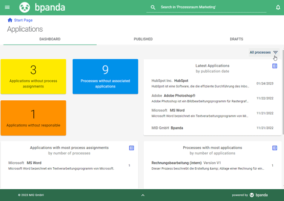 Bpanda: Release Notes - Filter Applications