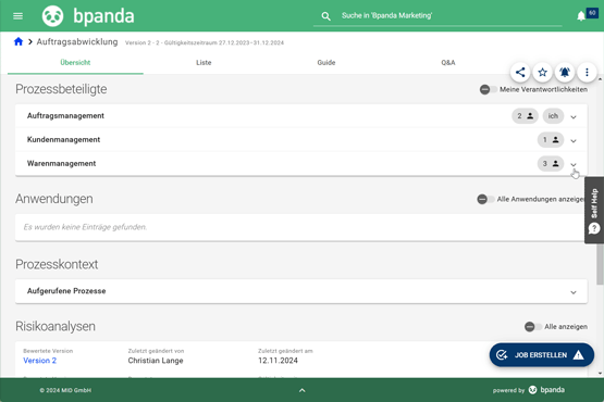 Bpanda Release Dezember 2024 | Guide & Prozessvollbild: Prozessbeteiligte ausklappen