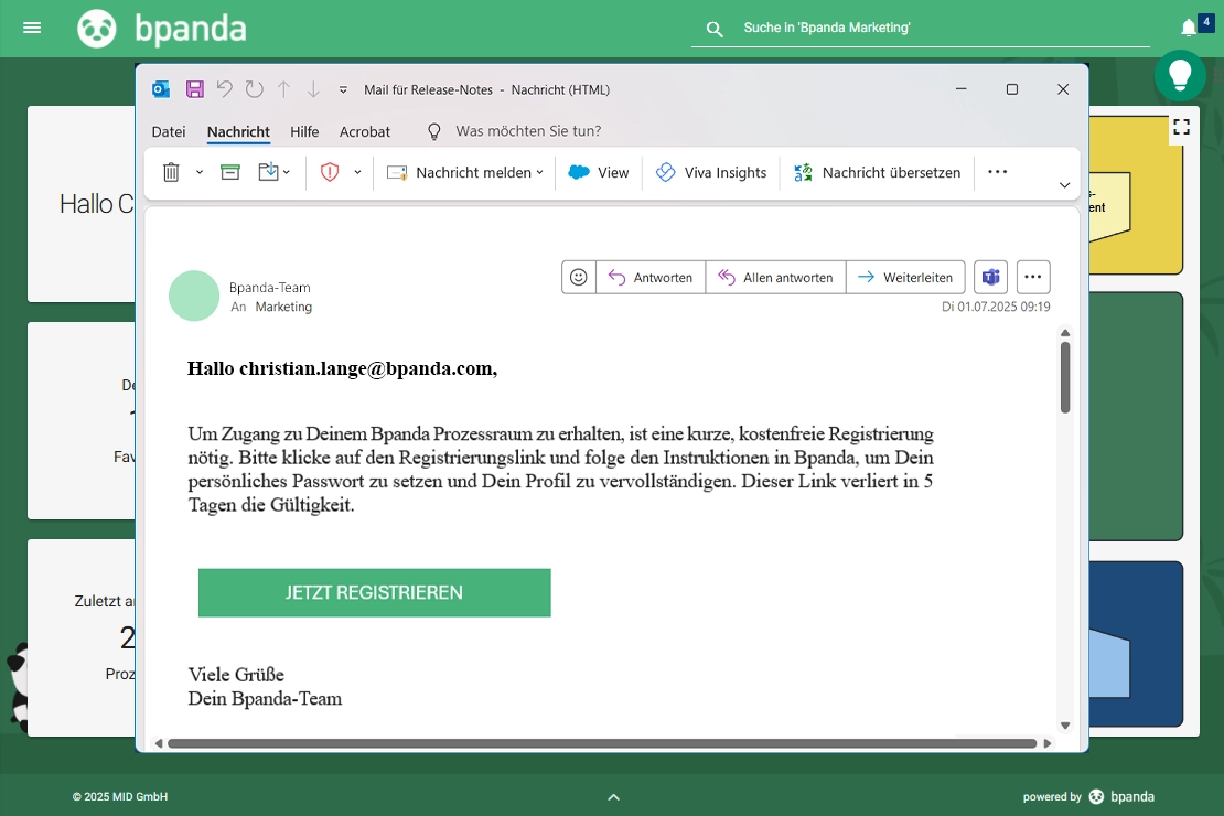 Bpanda Release Juni 2025 | Einladung & Registrierung: Gültigkeit der Einladungsmail