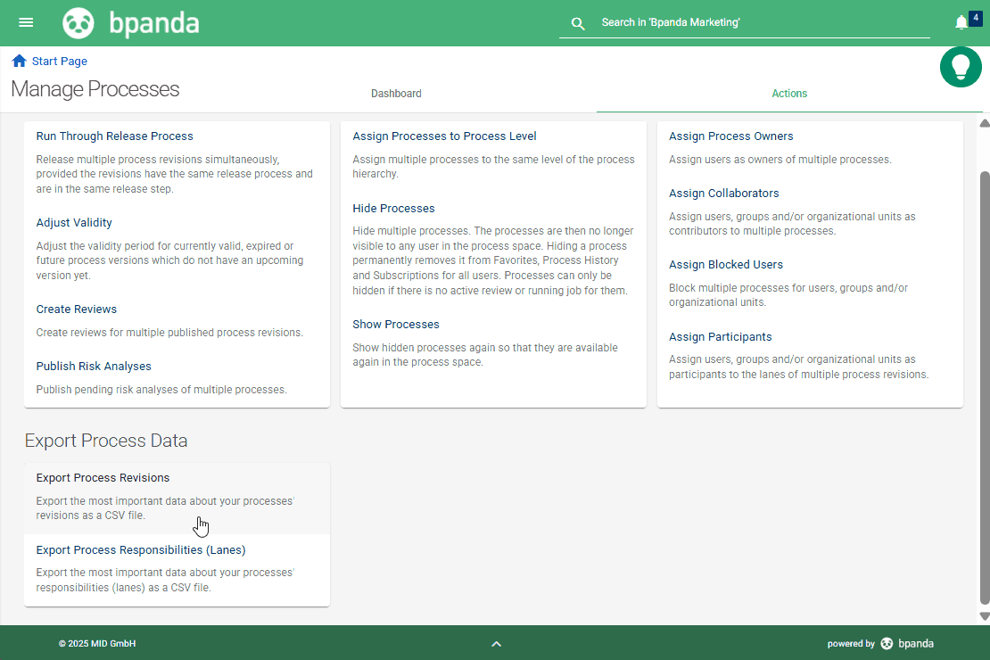 Bpanda Release August 2025 | Managing Processes: Improvements to Dashboard Filters, View and Performance